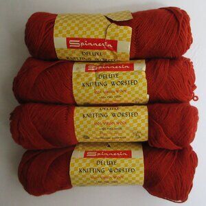 Spinnerin Deluxe Knitting Worsted 100% Virgin Wool Yarn 4 Skeins #457